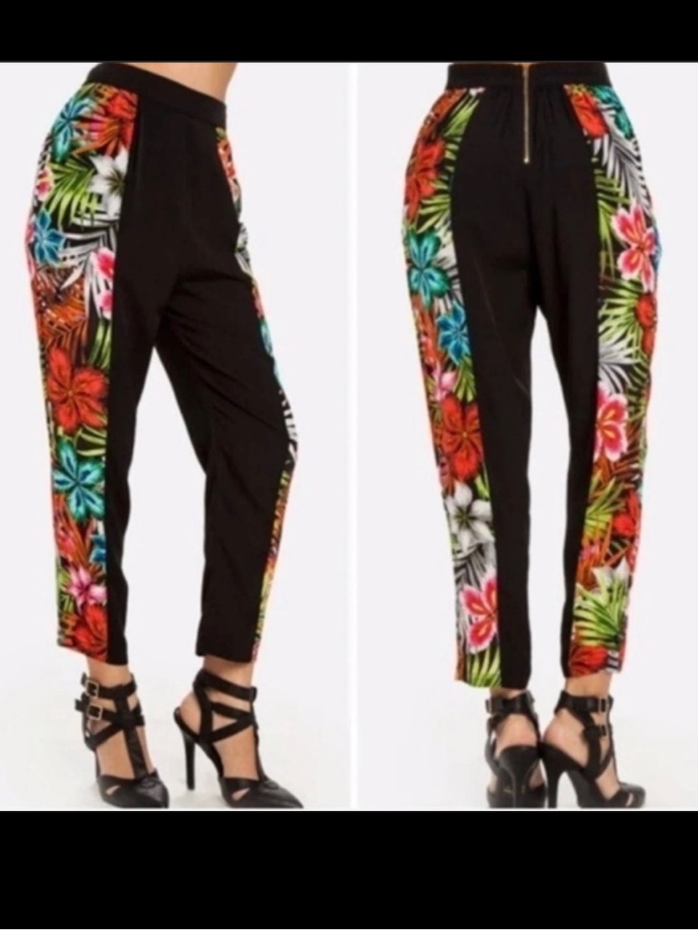 Line & Dot x Revolve Womens Tropical Floral Silk Crop Pants Size S NWT